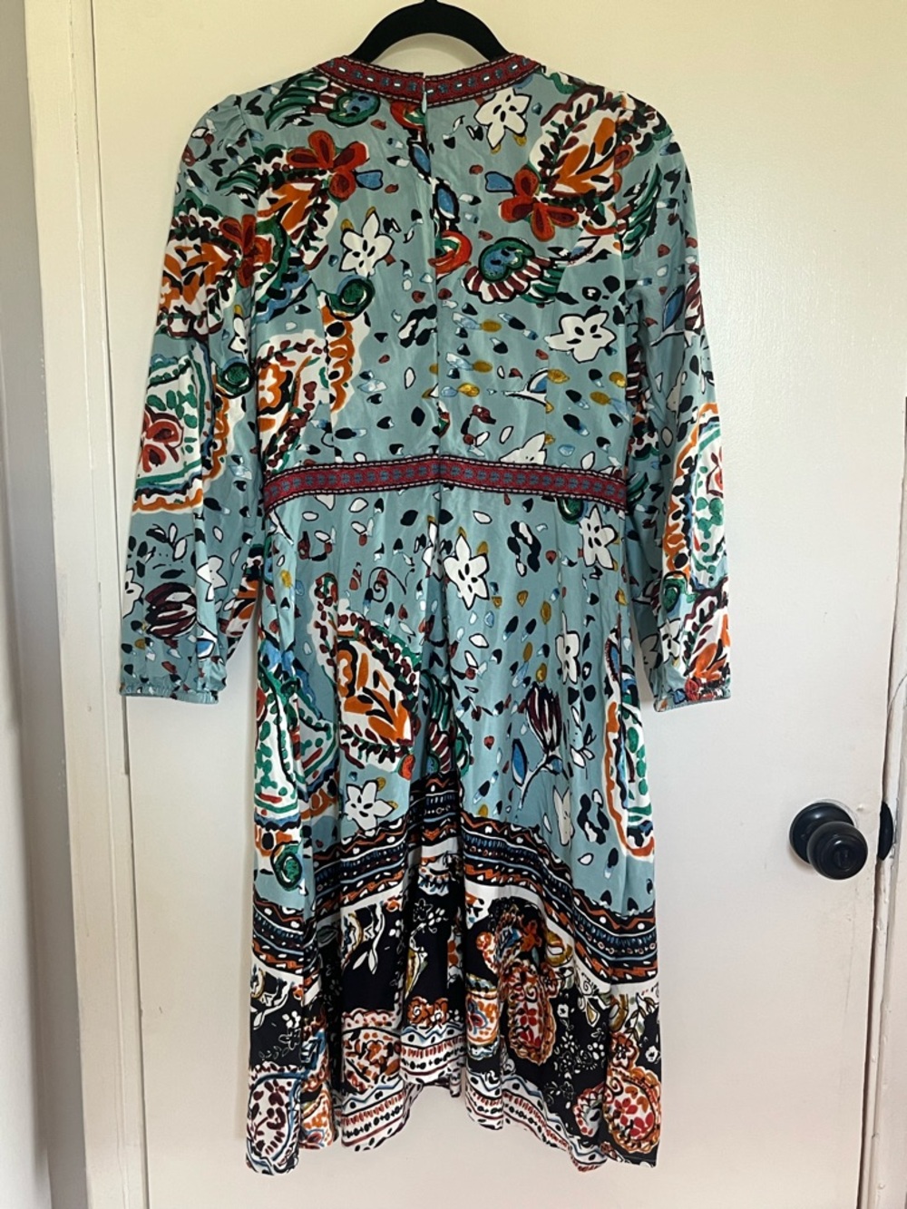 Anthropologie Akemi + Kin Karmina Blue Beaded Floral Paisley Midi Dress Size 4 - Picture 9 of 15
